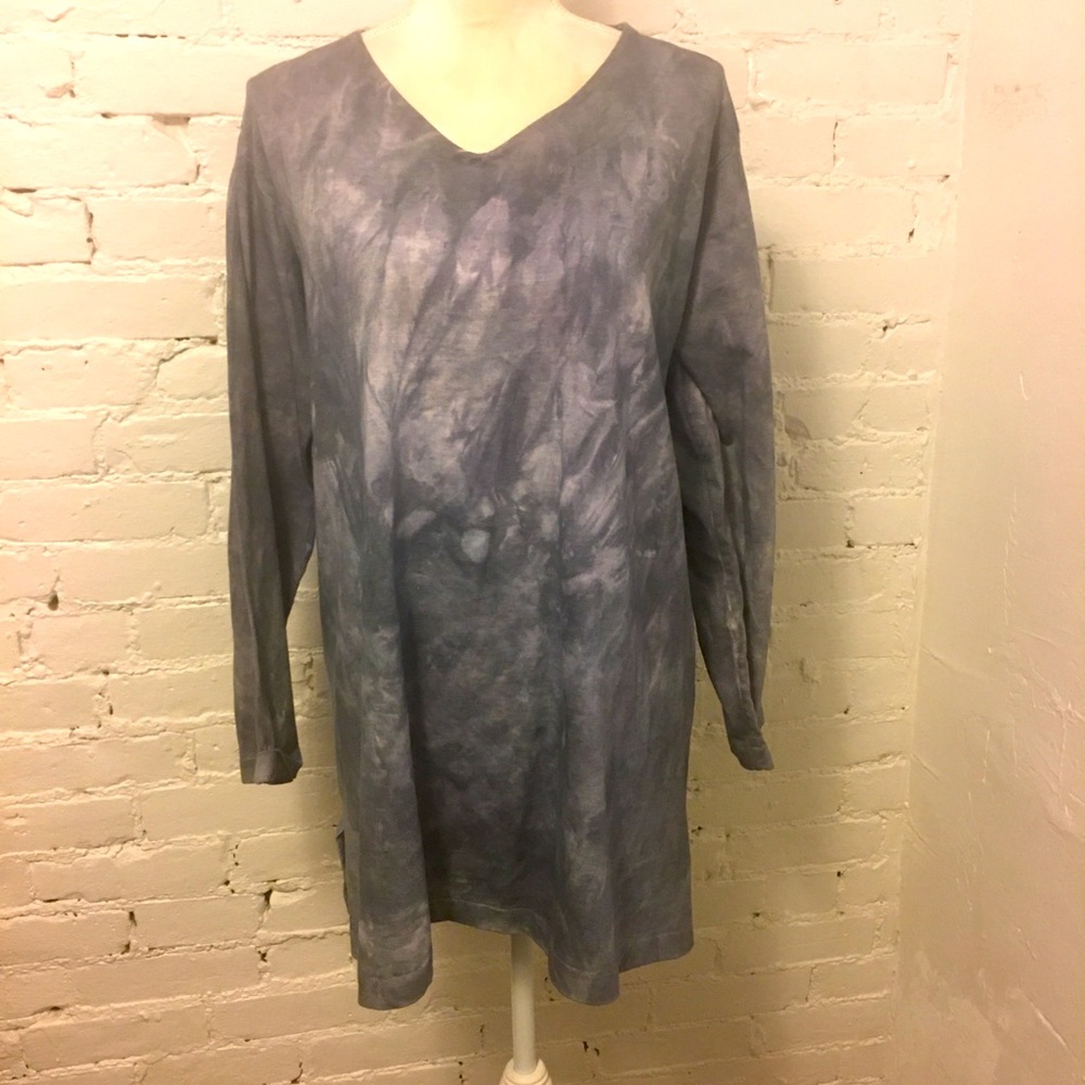 Steel Pony tie dyed tunic blue jersey size 2 boho art to wear